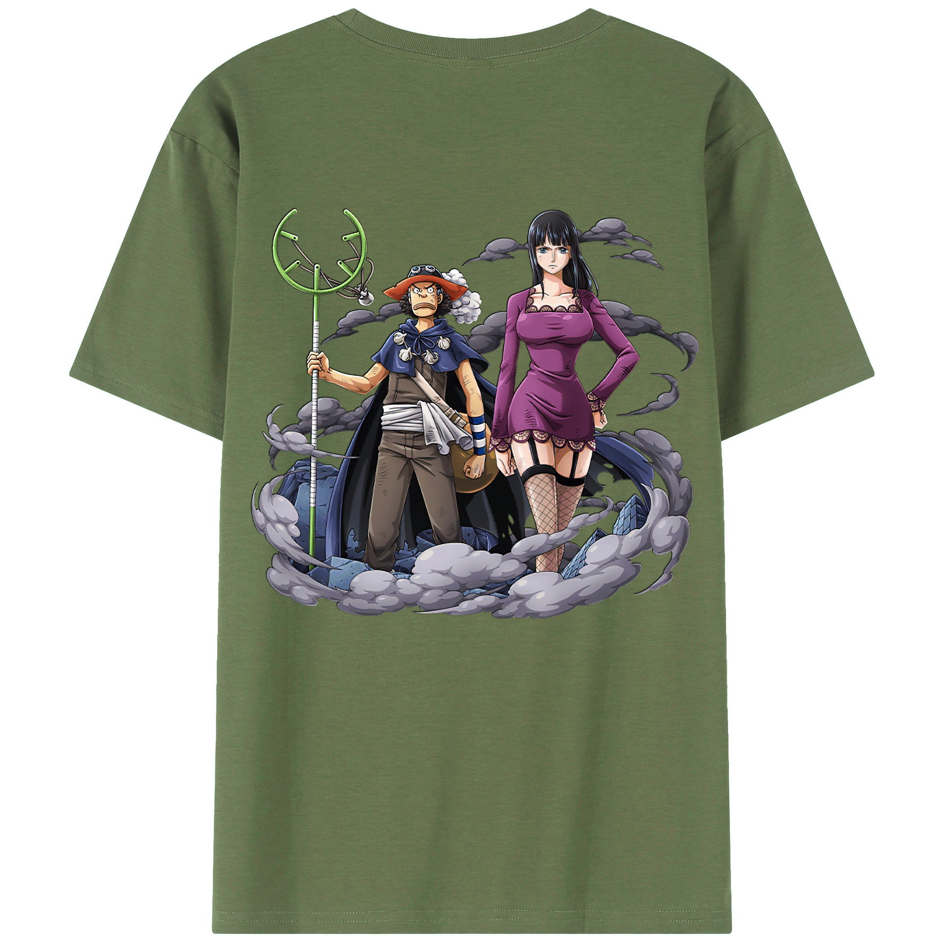 ワンピース ニコ・ロビン ONE PIECE Nico Robin 綿100％ メンズ半袖Tシャツ（バックプリント） 通気性